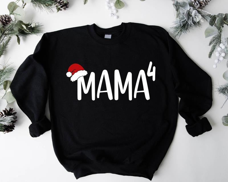Mama 4 Pregnancy Announcement Xmas Cute Mom Four Winter Fourth Baby Reveal Mother T-Shirts