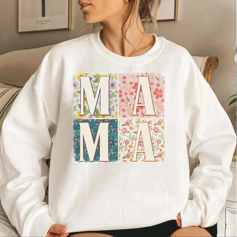 Mama Flower Retro Boho Mama Shirt Mom Shirt New Mom Shirt Boho Mama Wildflower Shirt T-Shirts