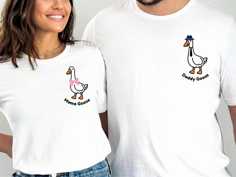 Mama Goose Shirt Daddy Goose Shirt Silly Goose Pregnancy Silly Goose Mom Baby Announcement Family Shirts Casual Cotton Fabric Fit T-Shirts