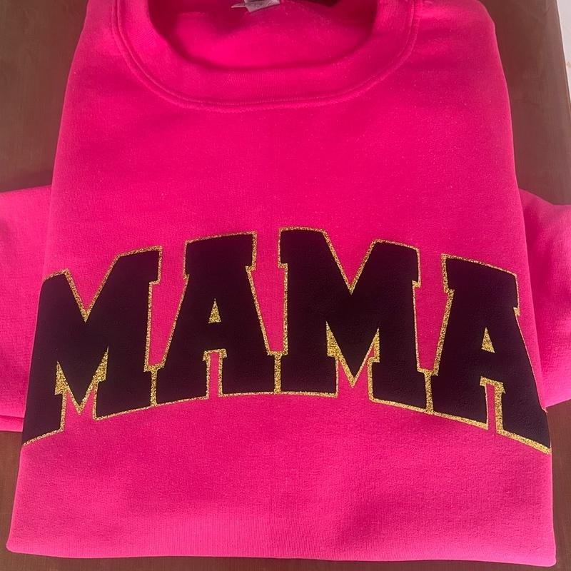 Mama Puff Vinyl Gold Glitter Comfy Fit Light Loose Womenswear Comfortable T-Shirts