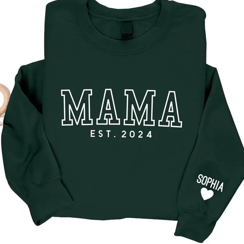 Mama Custom Name Sleeve Printed Jumper Mum Personalised Top Grandmother T-Shirts
