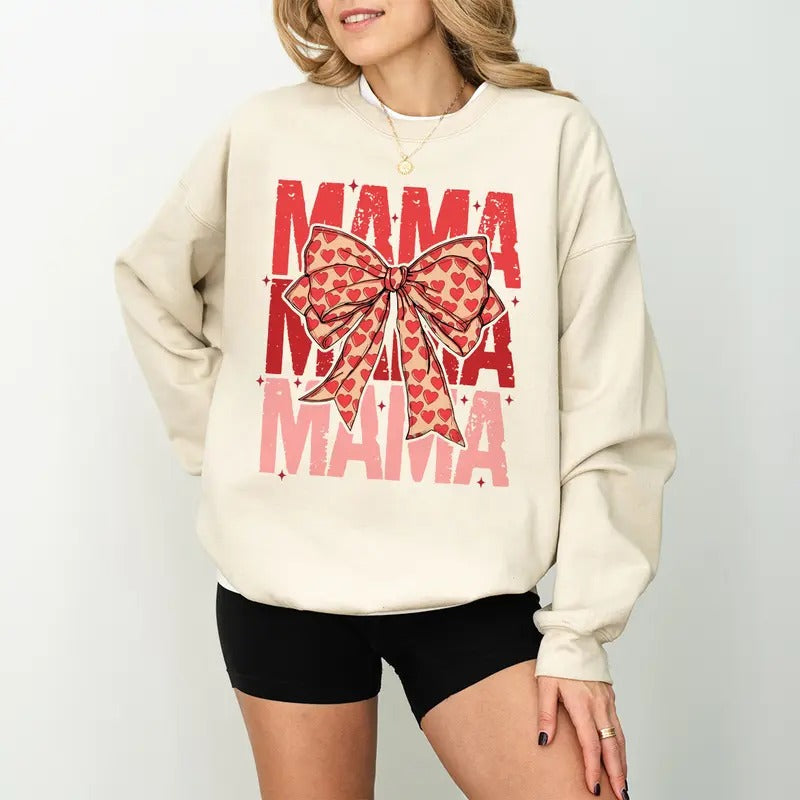 Mama Retro Mama Valentine Coquette Heart Bow Shirt Mama Valentine Shirt Mama Shirt Love Shirt Valentine T-Shirts