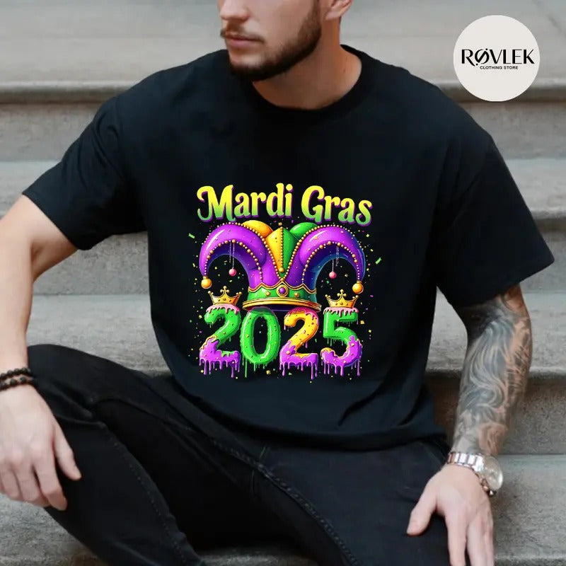 Mardi Gras 2025 Casual Crew Neck Short Sleeve Tops Perfect T-Shirts