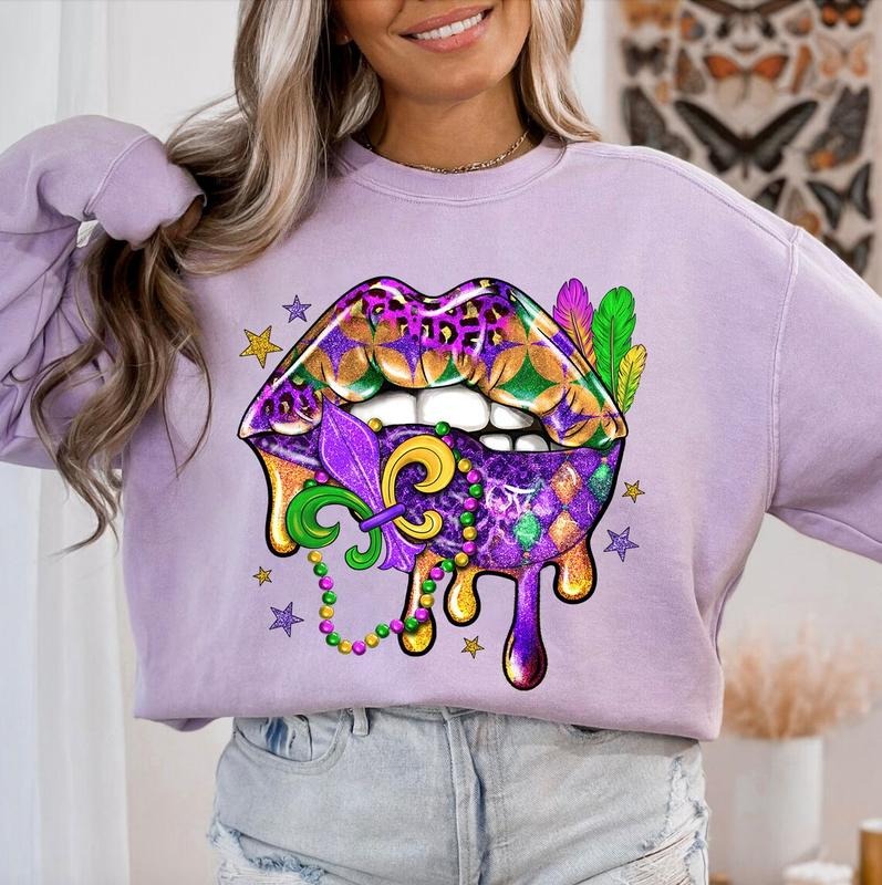 Mardi Gras Lips Comfort Colors T-Shirts