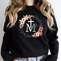 Marian Catholic Assumption Mary Christian Woman Floral M Faith Cross Religious Virgin Mary T-Shirts