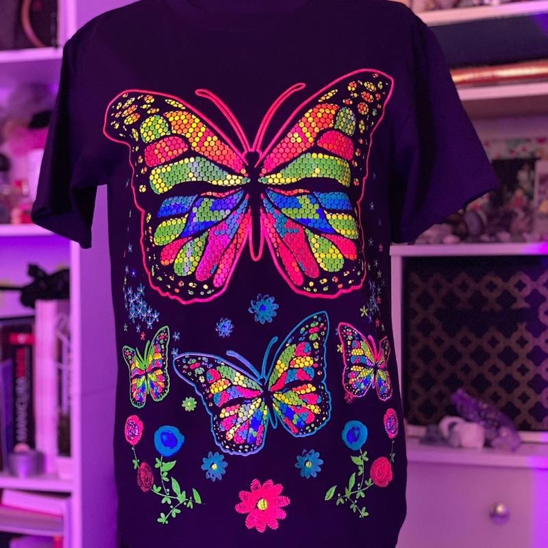 Mariposa Monarca Cotton Black Casual T-Shirts
