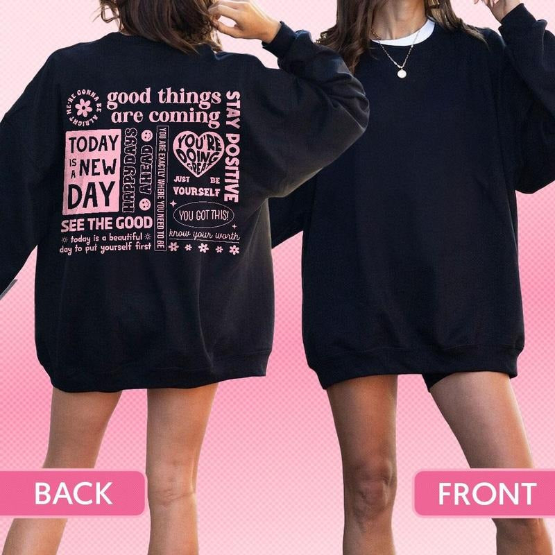 Mary&Daisy Good Things Are Coming Mental Health Motivational Positive Quotes Back Soft Comfy DRG T-Shirts