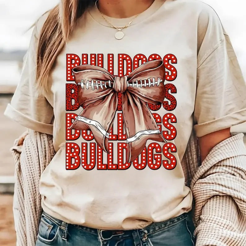 Mascot Coquette Bow Coquette Bows School Spirit Shirts High School City Football Team Shirt Game Day Shirt Shirt Trend 2025 Shirt Best Selling Tiktok T-Shirts