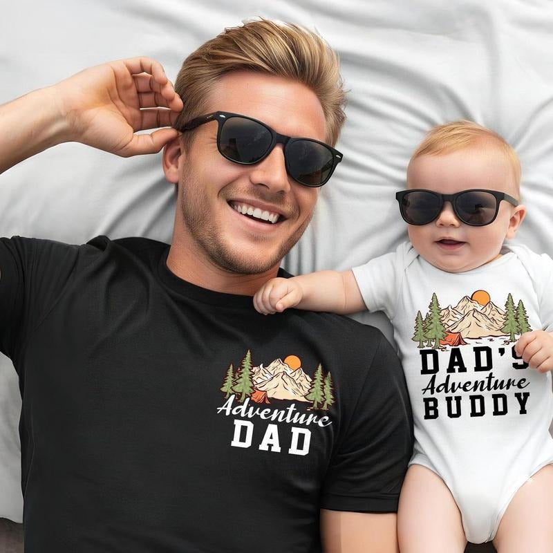 Matching Adventure Baby Dad Shirt Adventure Dad First Daddy Me Matching Shirt Baby Shower New Dad 1st Husband T-Shirts
