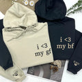 Matching Couples Embroidery I Love My GF BF I Love My Boyfriend I Love My Girlfriend Shirt Him Her T-Shirts