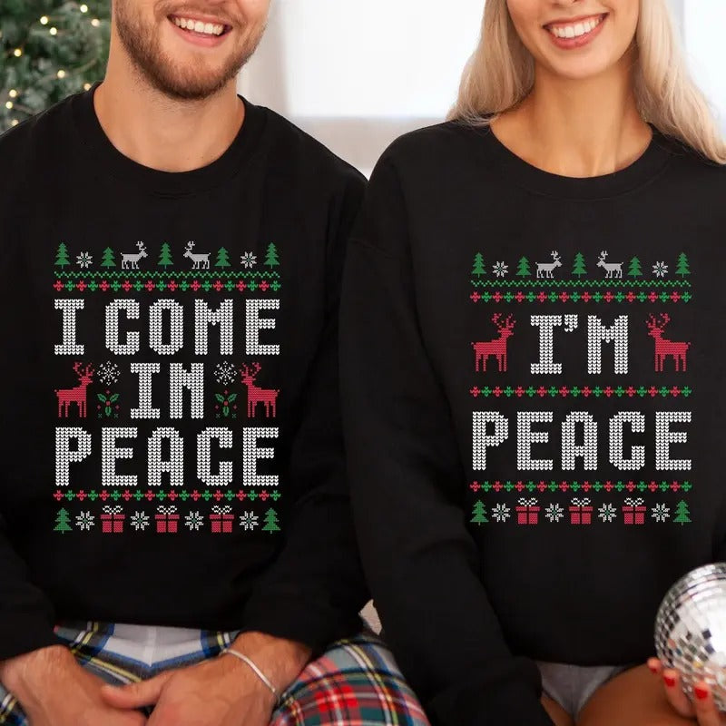 Matching Couples Sets Ugly Funny Couple Ugly I Come Peace T-Shirts