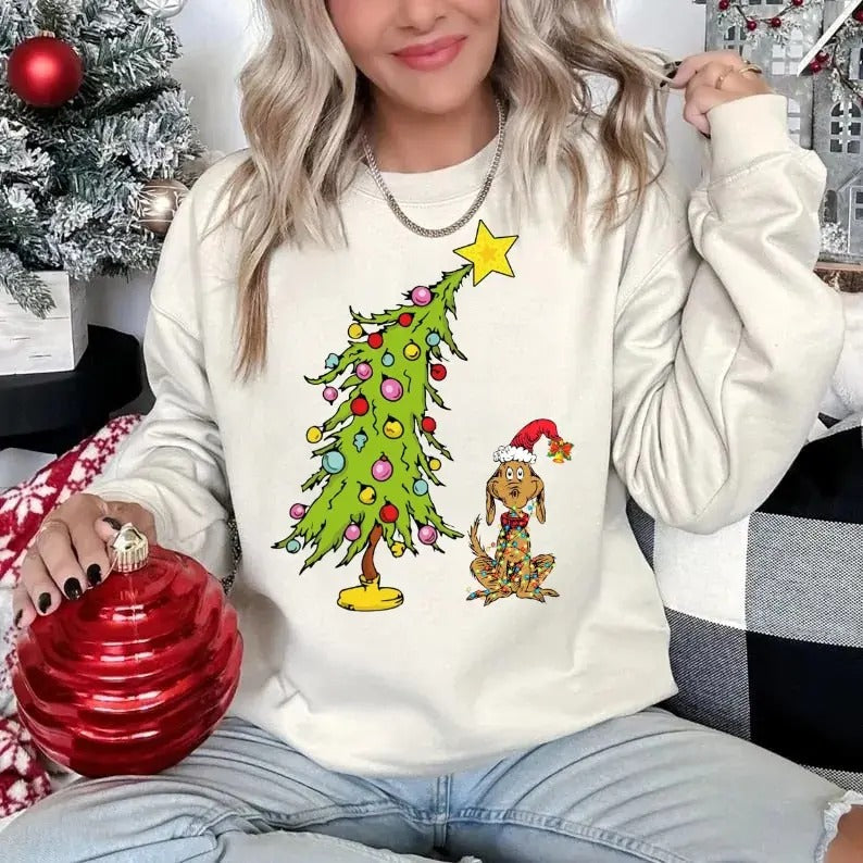 Max Grin Whimsical Grin Max Tree Shirt Xmas Party Shirt Funny Dog Max T-Shirts