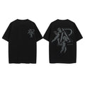 Maychao Present Street Retro Distressed Hip Hop Great White Shark Print Loose Male Female Couple Short Sleeve T-Shirts
