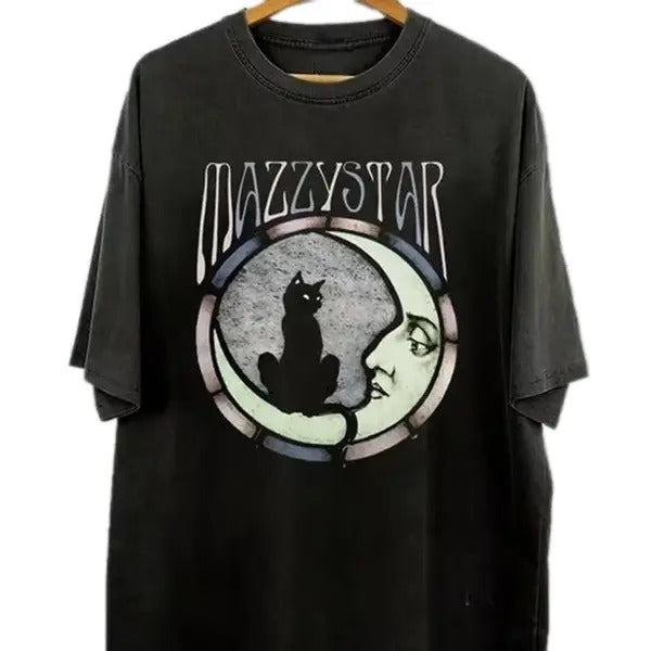 Mazzy Star Moon Cat 90s Alt Rock Mazzy Star Band Shirt Cotton Top T-Shirts