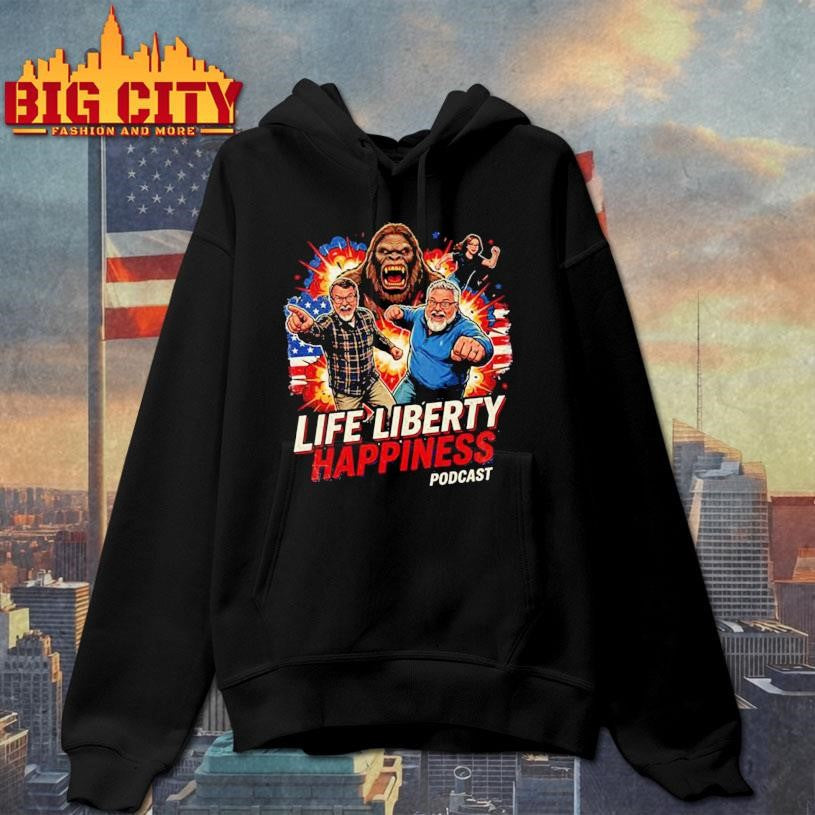 Media Squatch Life Liberty Happiness Bigfoot Team Shirt