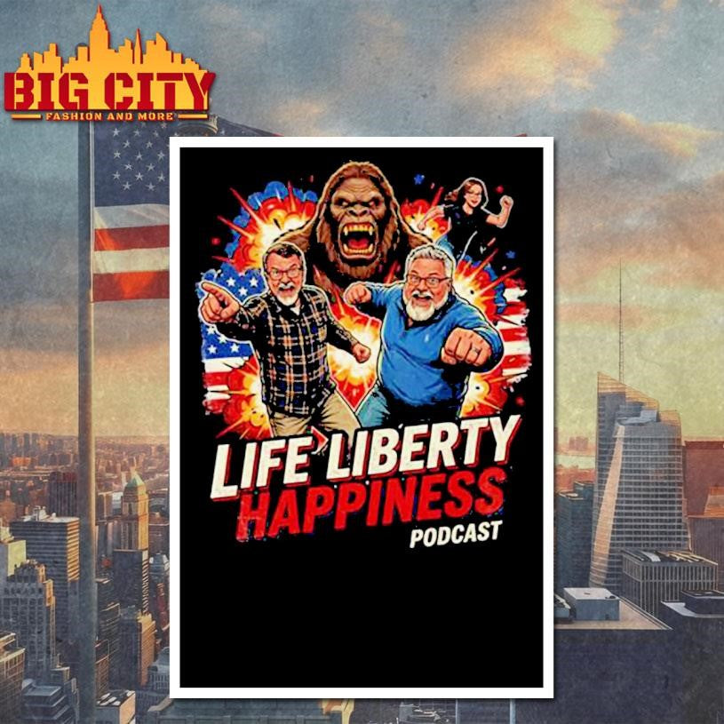 Media Squatch Life Liberty Happiness Bigfoot Team Shirt