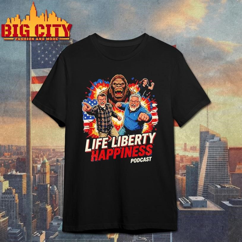 Media Squatch Life Liberty Happiness Bigfoot Team Shirt