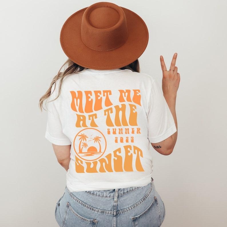 Meet Me Sunset Summer Shirt Beach Shirt Sublimation Cutfile Silhouette Cricut T-Shirts