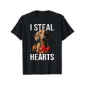 Cotton Crew Neck Dachshund "I Steal Hearts" Print Short Sleeve Regular Fit Geometric Pattern Knit Fabric Casual Daily Made USA T-Shirts