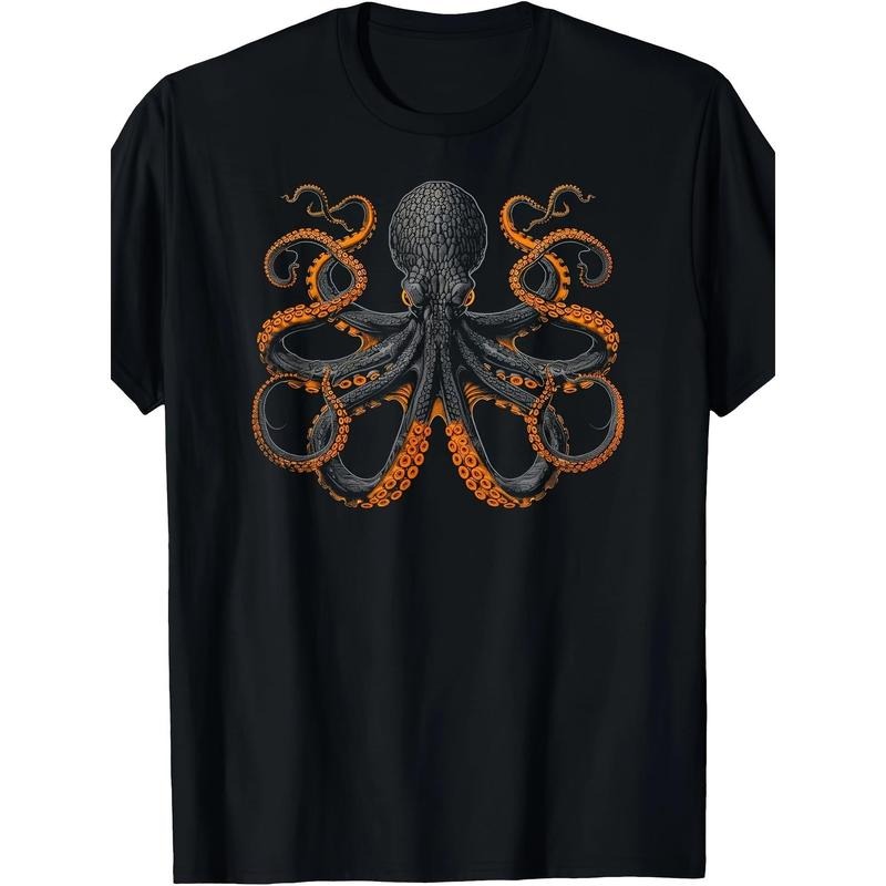 Retro Inspired 180g Octopus Unique Made USA T-Shirts