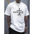 100% Cotton "Rooted Christ" Black Casual Short Sleeve Cross Root Casual Occasions Cotton Made USA T-Shirts