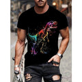 3D Colorful Dinosaur Print Crew Neck Short Sleeve Casual Summer Everyday Vacations Made USA T-Shirts