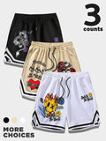 Cartoon Print Boxer Briefs Regular Fit Casual Comfy Breathable Short Leg Boxer Briefs Underwear Daily T-Shirts