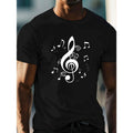 Casual Crew Neck Intricate Treble Clef Print Lightweight Breathable Cotton Summer Comfort Made USA T-Shirts