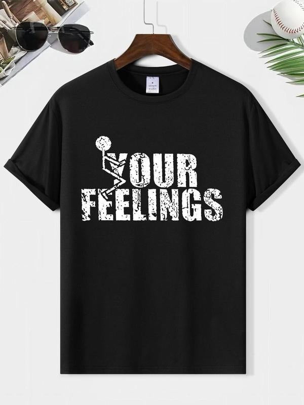 Casual Letter Print Round Neck DRG Streetwear Regular Fit DRG Summer Comfy Breathable Top Daily Menswear Planbtwistedtea T-Shirts