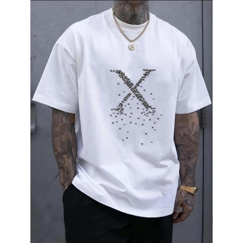 Classic White Cotton X Letter Soft Breathable & Durable Summer & Versatile Sophisticated Printing Techniques Everyday Casualwear Soft Fabric Made USA T-Shirts