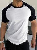 Colorblock Sleeve Casual Short Sleeve Round Neck Daily Top All Seasons T-Shirts