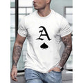 Crew Neck Short Sleeves "Ace Spades" Print Casual Tops Summer& Spring 1 Pc 100% Cotton Made USA T-Shirts
