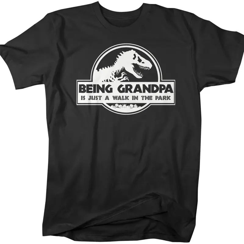 Funny Grandpa Being Grandpa Is Walk Park Shirt Dinosaur T Rex Shirt Cotton Menswear T-Shirts