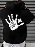 Print Plush Lined Drawstring Regular Fit Street Casual Comfy Thermal Warm Long Sleeve Kangaroo Pocket Hooded Spring & Fall Top Daily T-Shirts