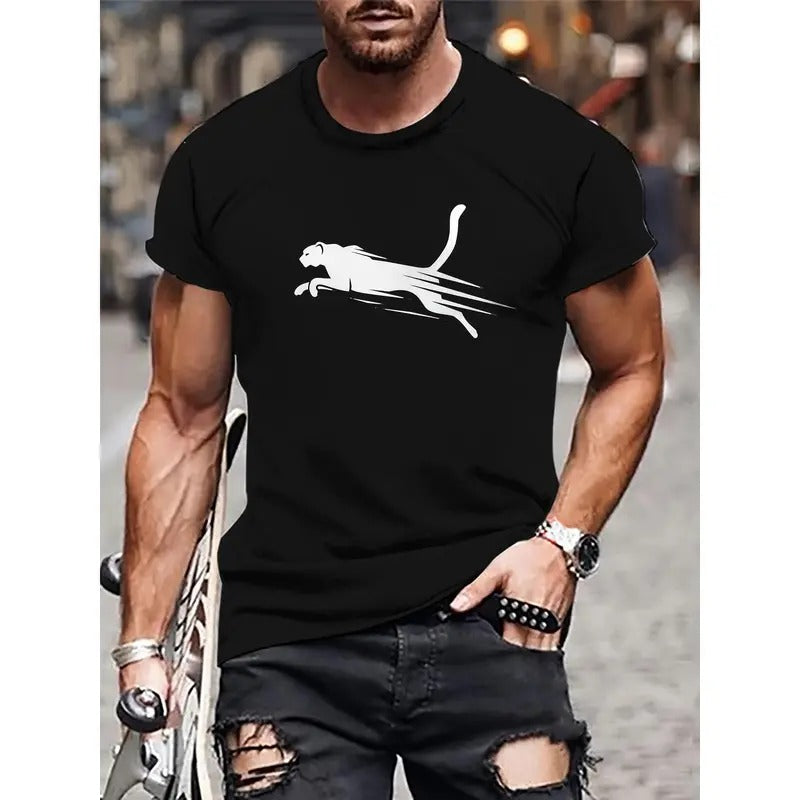 Leopard Print Short Sleeve Crew Neck Summer Outdoor Made USA T-Shirts
