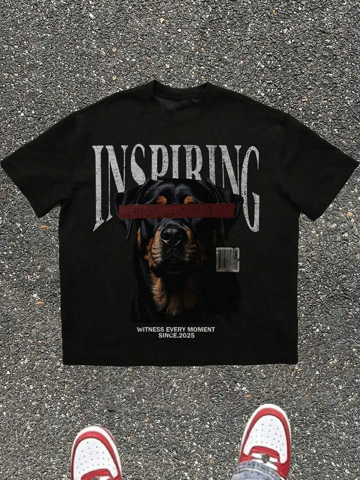 Regular Fit Dog & Letter Print Round Neck Casual Short Sleeve Daily Top All Seasons T-Shirts