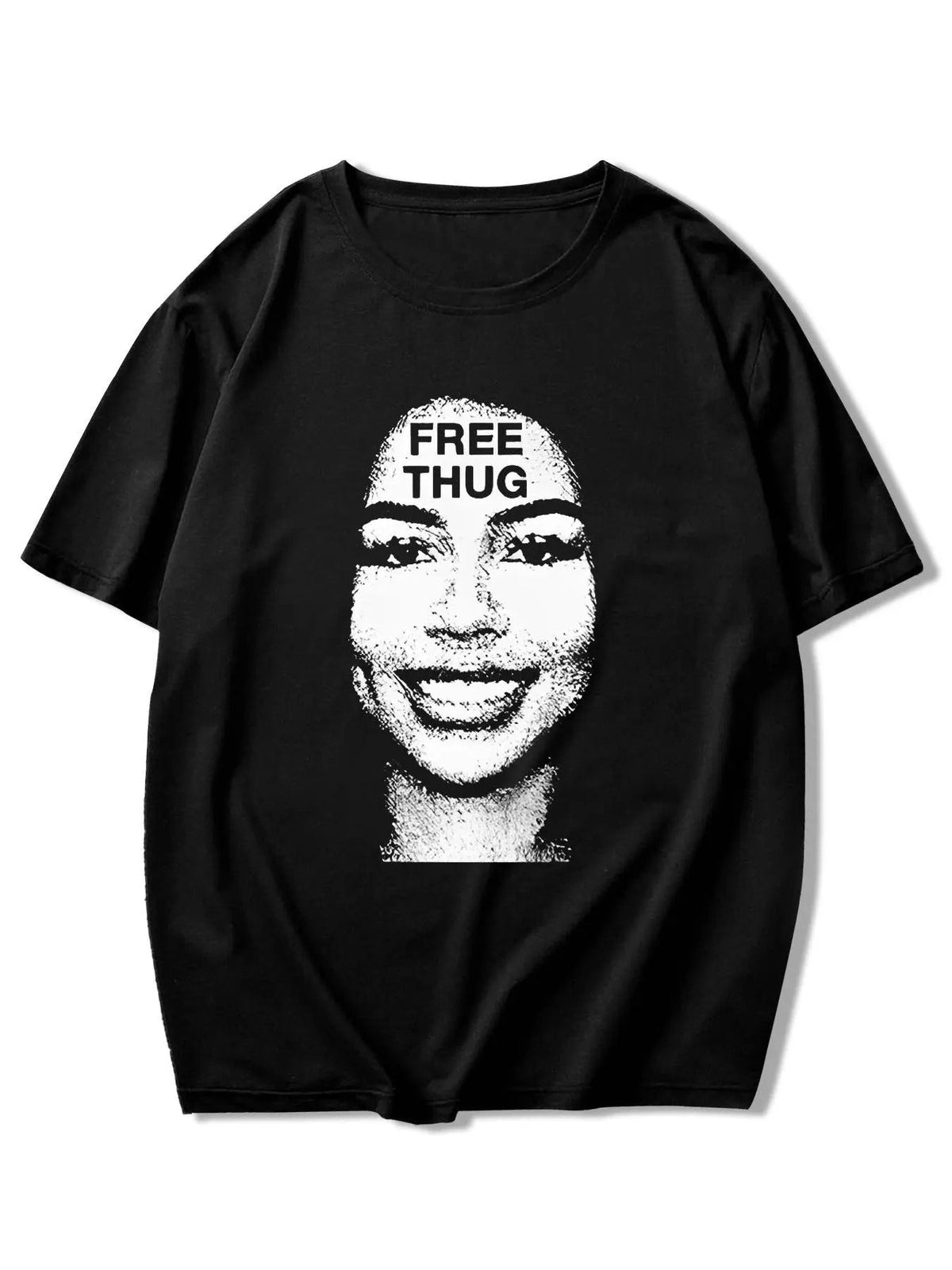 Regular Fit Face Print Casual Comfy Round Neck Short Sleeve Daily Top All Seasons T-Shirts