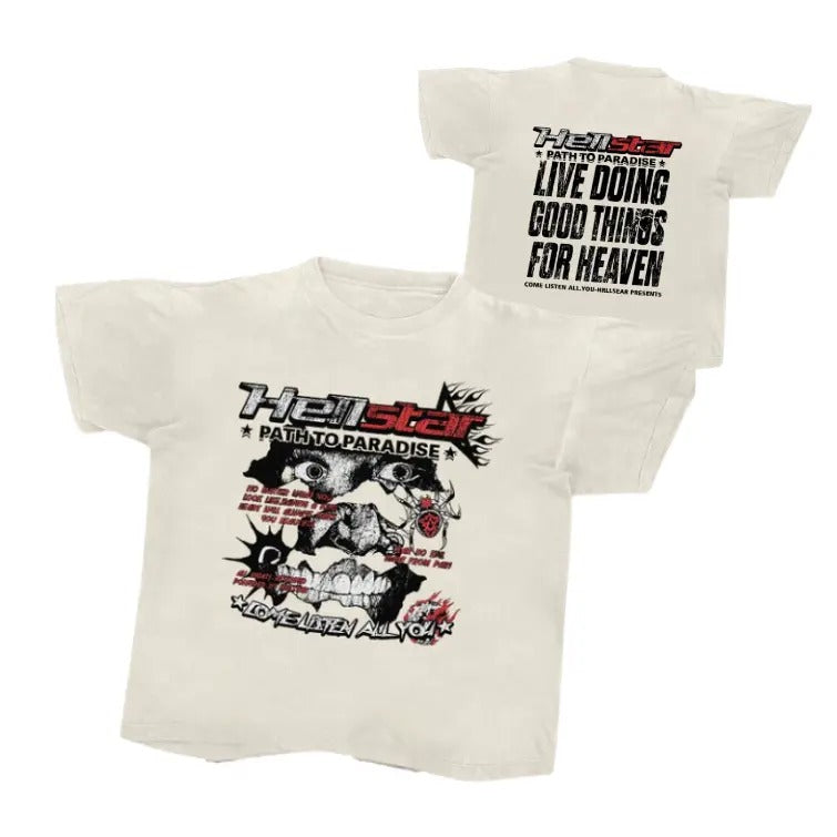 Summer Distressed Face & Letter Print Casual Sizes S 3XL Top Womenswear Underwear Humen T-Shirts