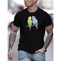 Two Birds Standing Pattern Print Shirt Casual Short Sleeve Summer Made USA T-Shirts