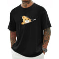 Cartoon Bear Zipper Crew Neck Short Sleeves Athletic Fit Ultra Comfortable Breathable Summer & Spring Zipper Versatile Adorable Option Made USA T-Shirts