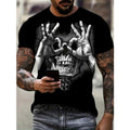 Skull Print Shirt Casual Streetwear Stretch Comfort Unique Round Neck Summer Made USA T-Shirts