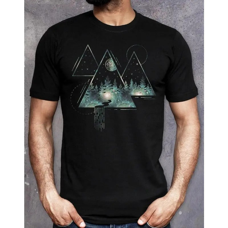 Nature Forest Trees Mountain Adventure Hiking Camping Outdoor Travelers Nature Travel Lover Boyfriend Made USA T-Shirts