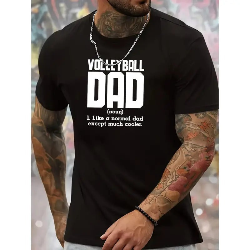 Volleyball Dad Print Comfortable Crew Neck Short Sleeves Summer Cool Casual Bold Everyday Versatility Made USA T-Shirts