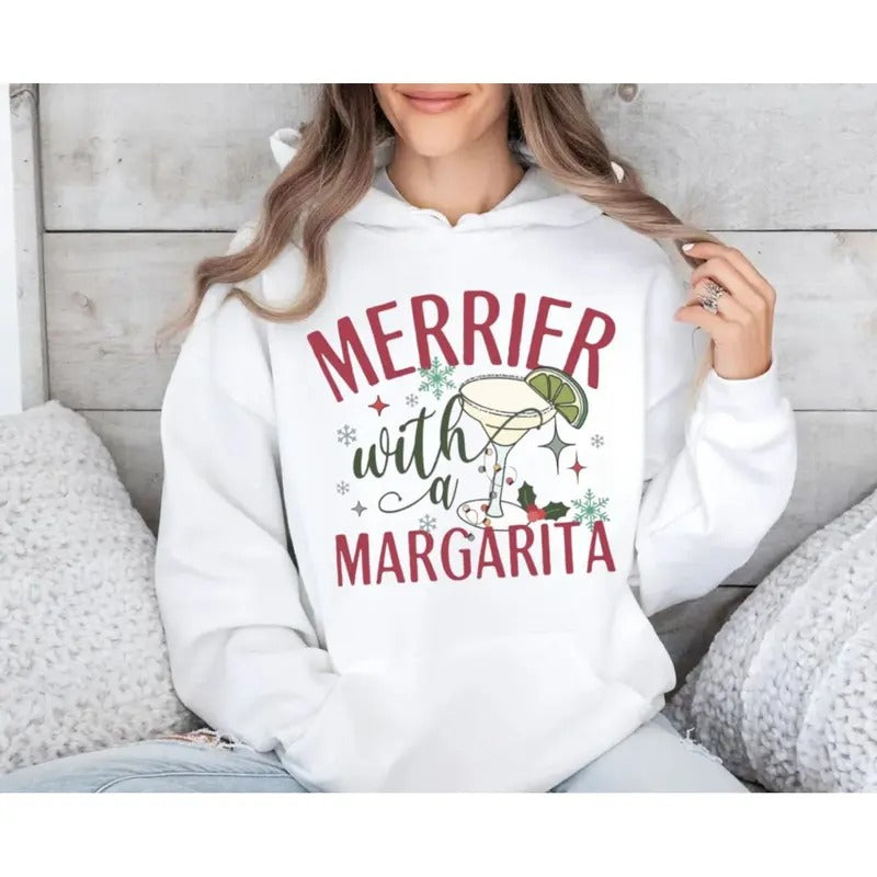 Merrier Margarita Funny Cocktail Festive Xmas Party Shirt Her T-Shirts