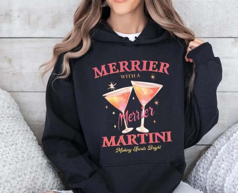 Merrier Martini Martini Shirt Cocktail Funny Xmas Drinking Martini Lover T-Shirts