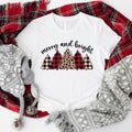 Merry Bright Shirt Leopard Tree Cute Shirt Leopard Lover Xmas Shirt T-Shirts