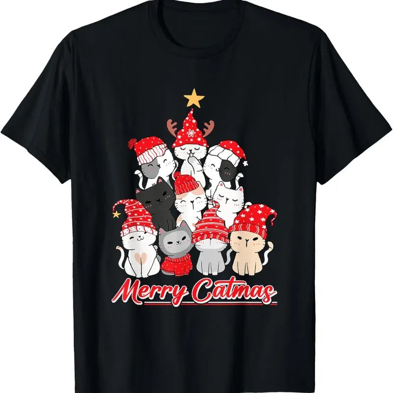 Merry Catmas Ugly Xmas Cat Lover T-Shirts