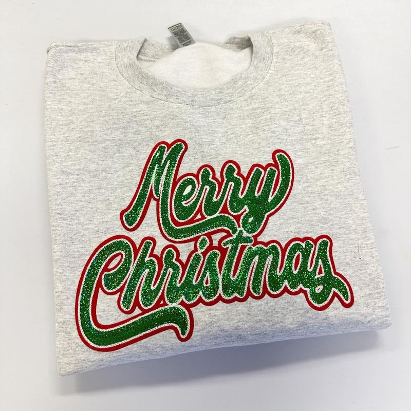 Merry Sequin Patch Gildan T-Shirts