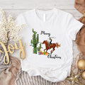Merry Shirt Western Party Country Xmas Cowboy Family Winter T-Shirts