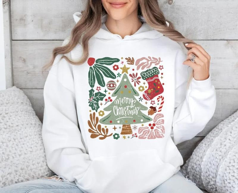 Merry Tree Retro Vintage Shirt Cotton Fit Polyester T-Shirts